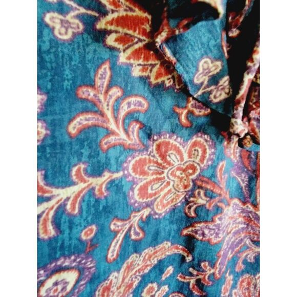 Lauren Ralph Lauren L‎ Top Women's Blue Red Floral Blouse Boho Romantic Ruffles - Picture 6 of 7